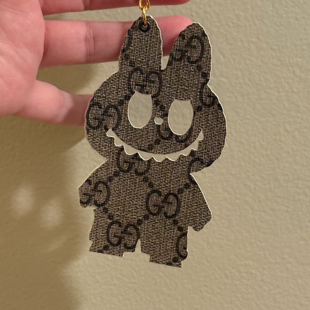 Labubu Keychain & Card Holder Made From Upcycled Gucci Bags With COA - Picture 5 of 13